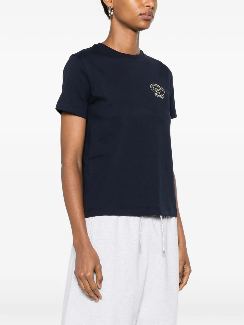 Gant T-shirt met geborduurd logo Blauw