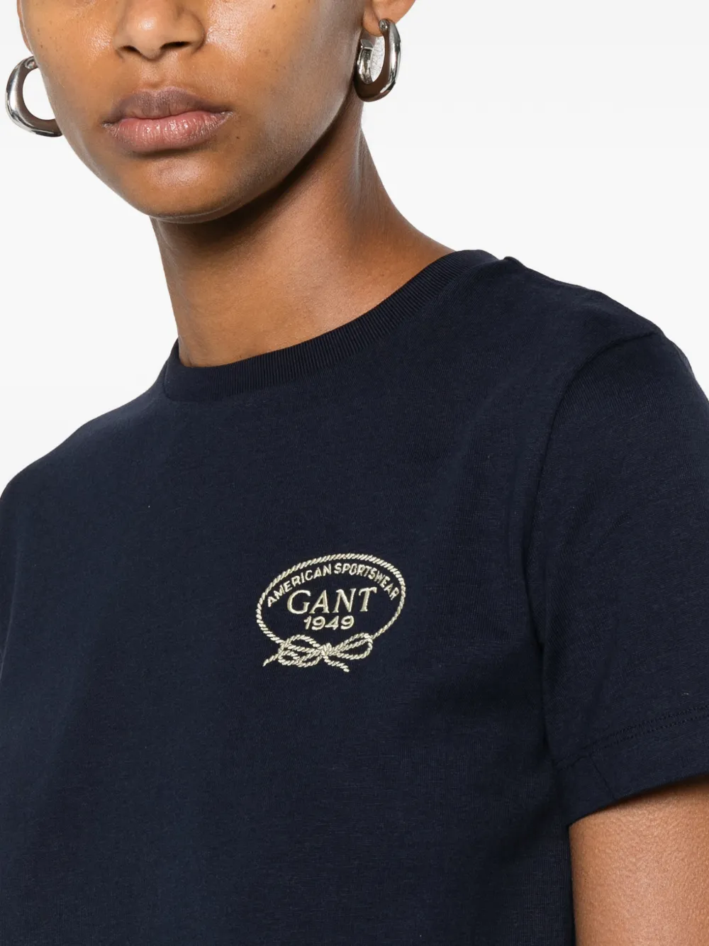 Gant T-shirt met geborduurd logo Blauw