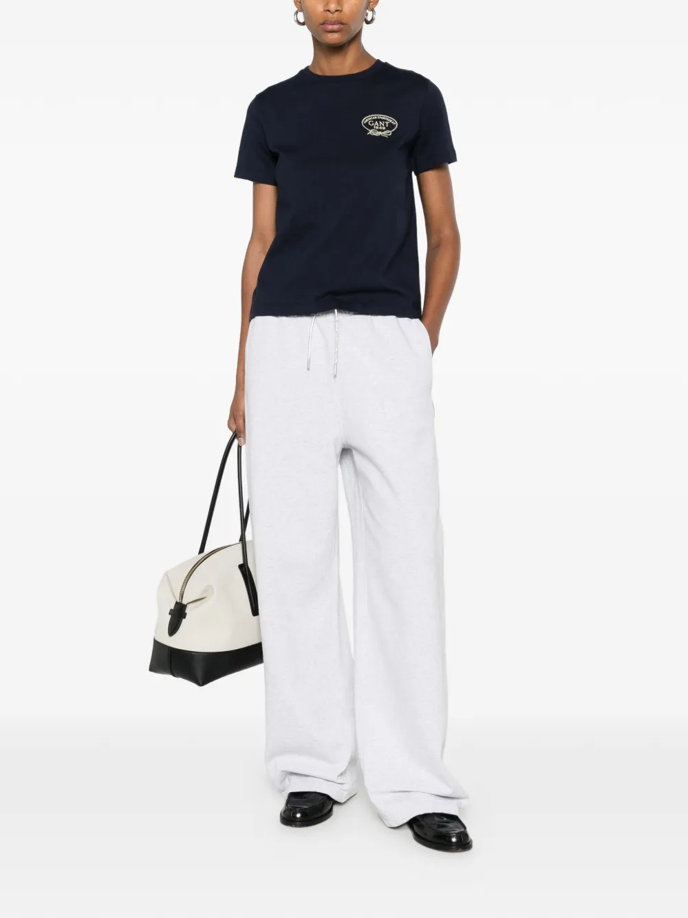 Gant T-shirt met geborduurd logo Blauw
