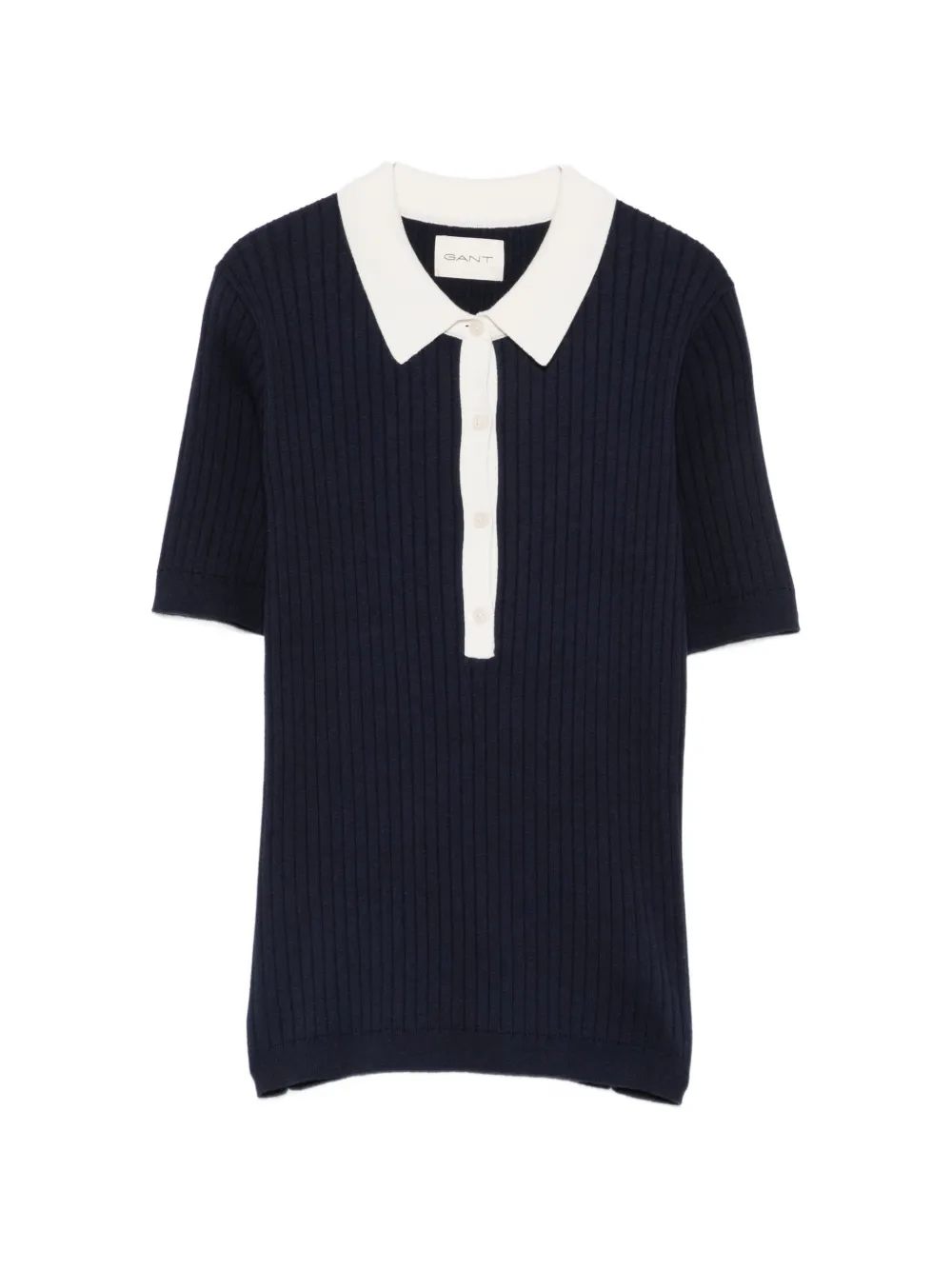 Gant ribbed-knit polo shirt - Blu