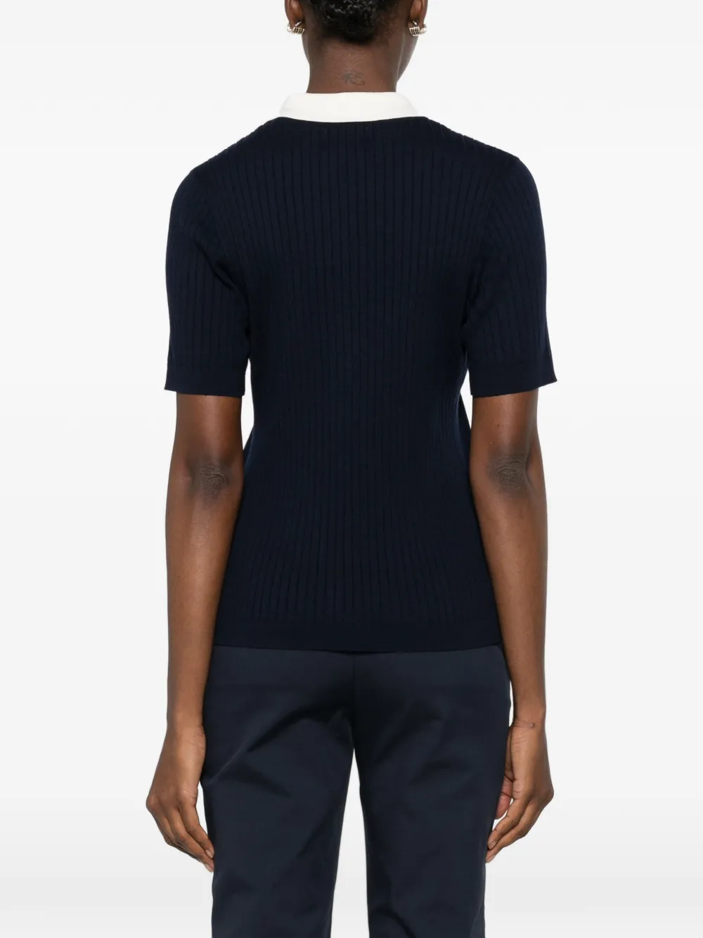 Gant Ribgebreid poloshirt Blauw