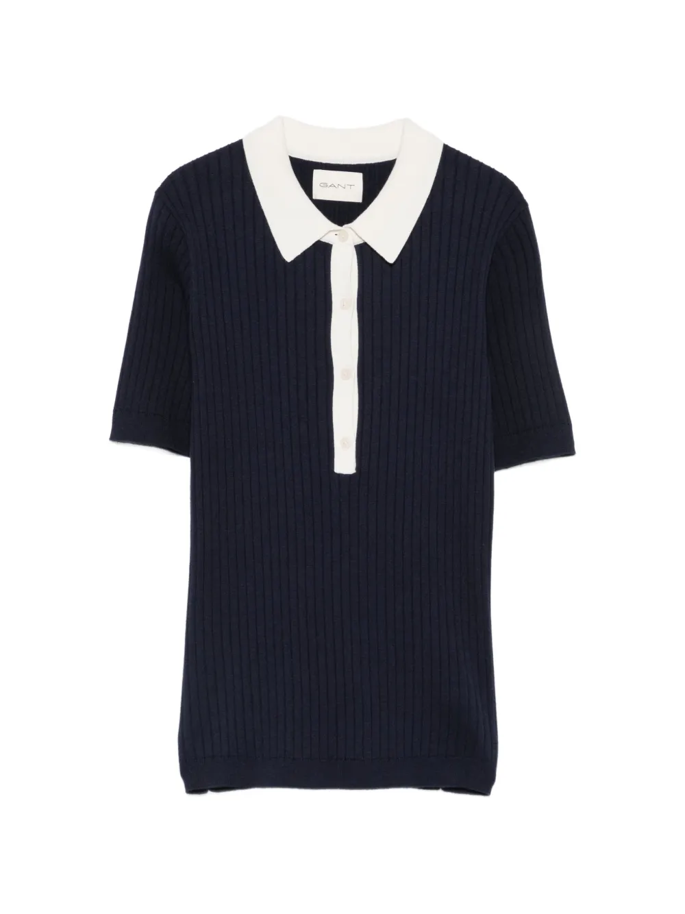Gant ribbed-knit polo shirt - Blu