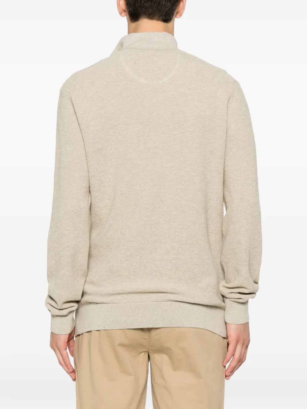 Gant Trui met geborduurd logo en kwartrits Beige