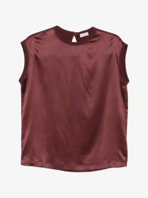 Brunello Cucinelli top satinado manga corta