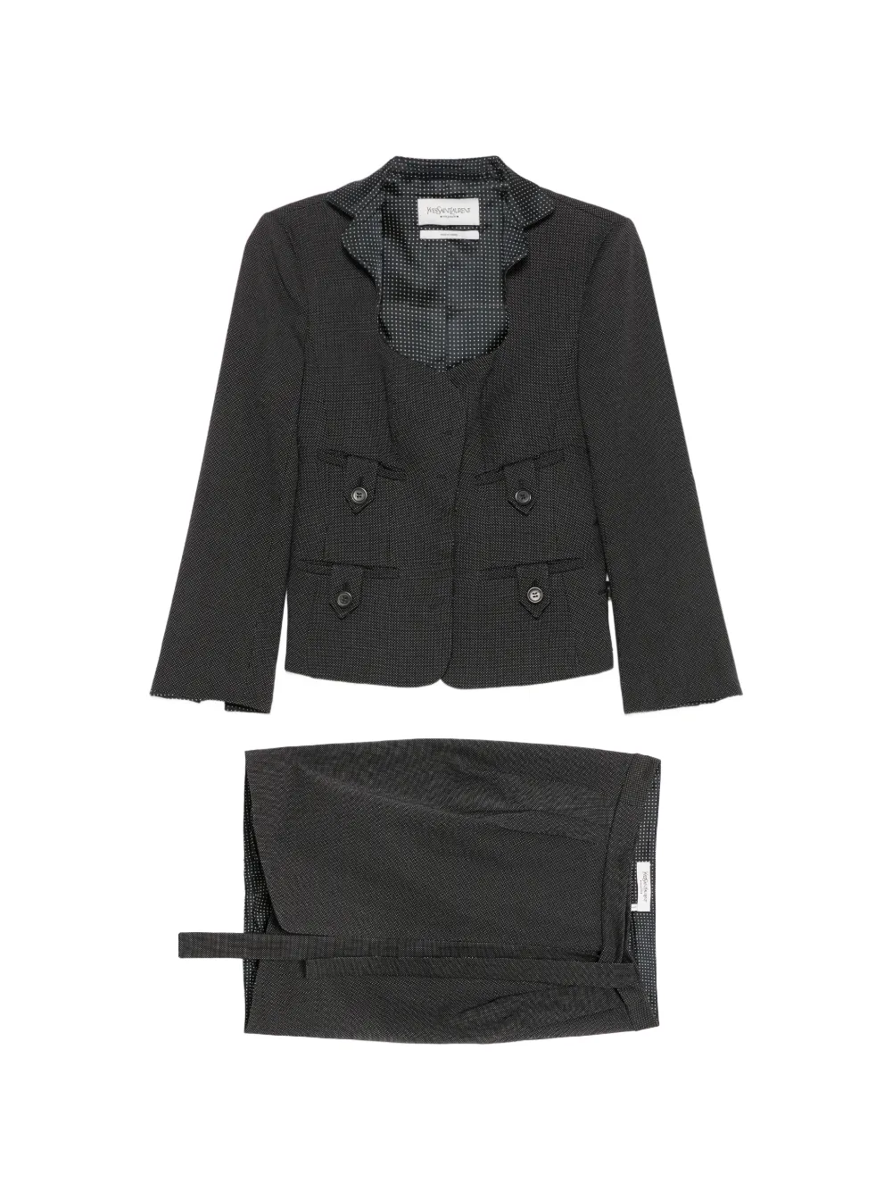 Saint Laurent Pre-Owned 2010s polka-dot skirt suit - Nero