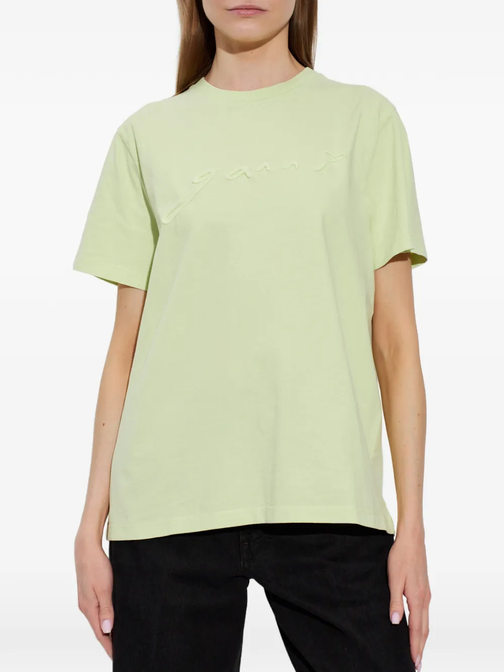 GANNI T-shirt met geborduurd logo Groen