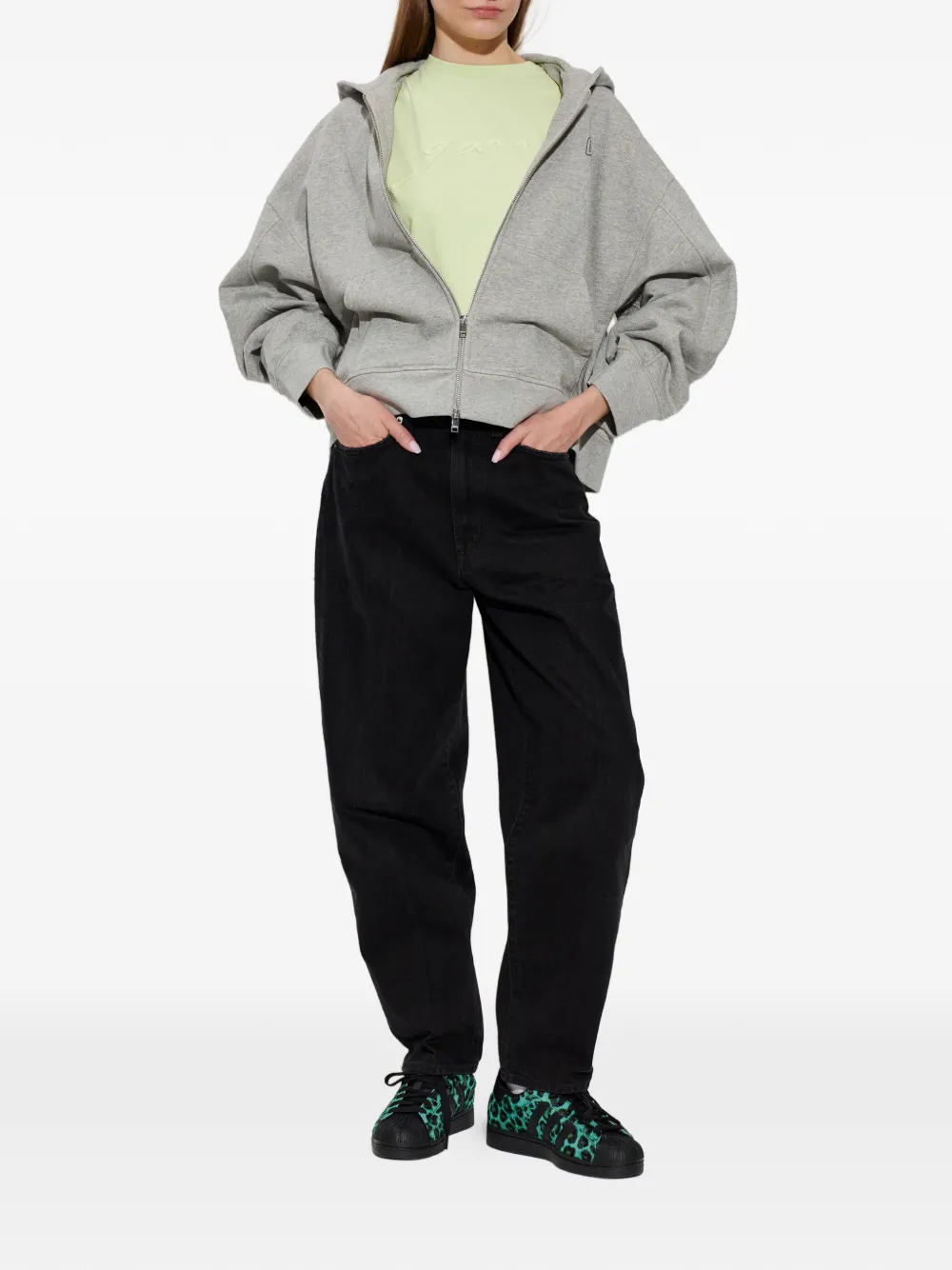 GANNI T-shirt met geborduurd logo Groen