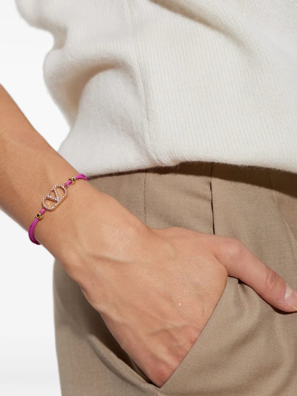 Valentino Garavani VLogo Signature crystal-embellished bracelet - Oro