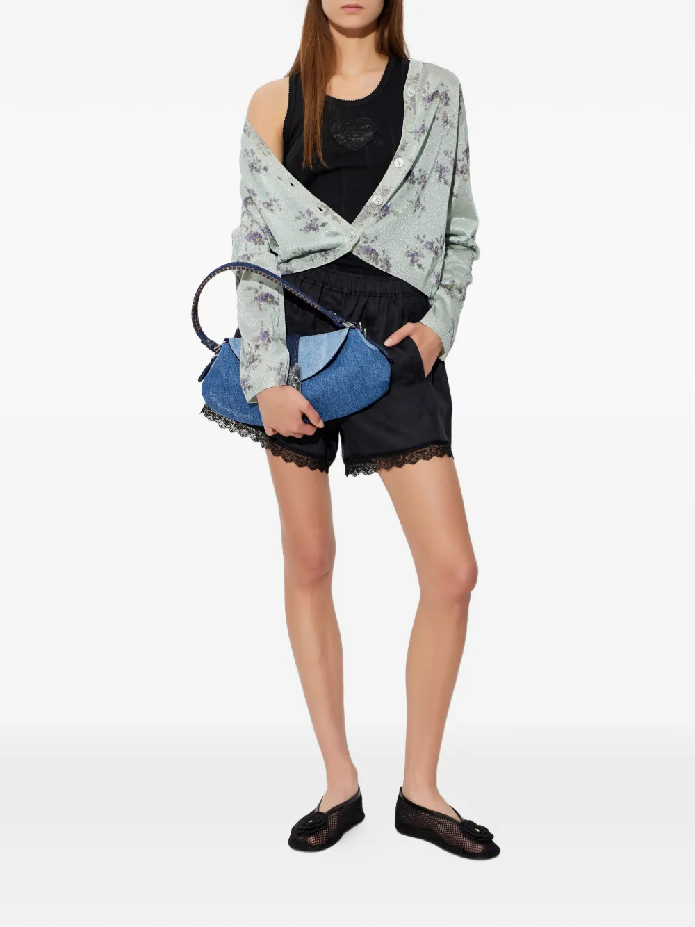 GANNI Vest met bloemenpatroon en metallic-effect Groen