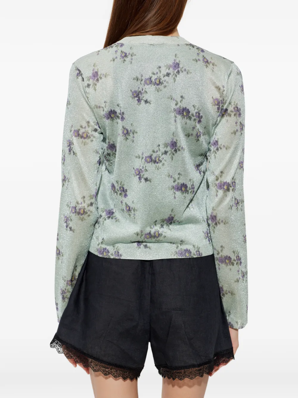 GANNI Vest met bloemenpatroon en metallic-effect Groen