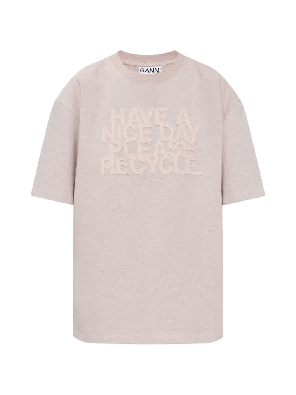 GANNI logo-appliqué T-shirt - Rosa