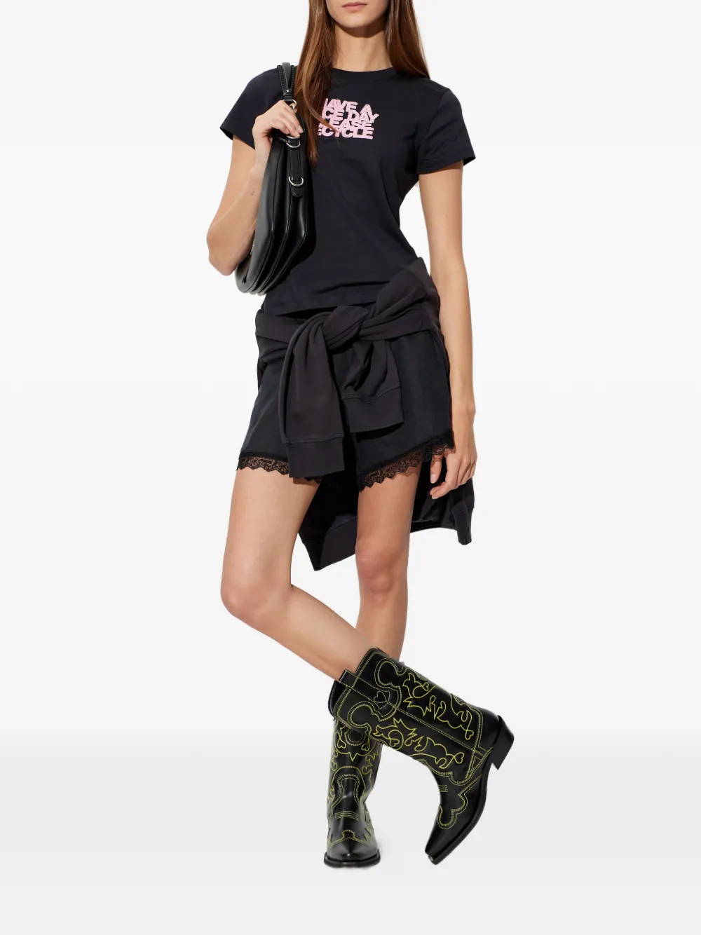 GANNI T-shirt met tekst Zwart