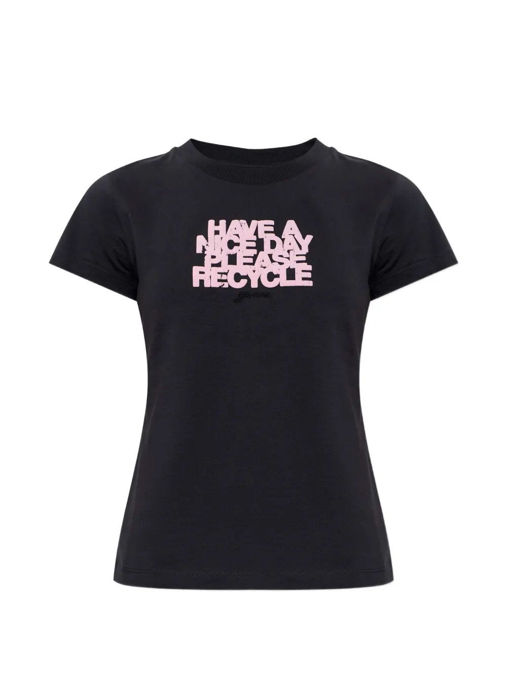 GANNI slogan-print T-shirt - Schwarz