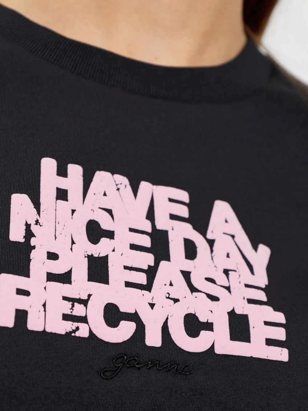GANNI T-shirt met tekst Zwart