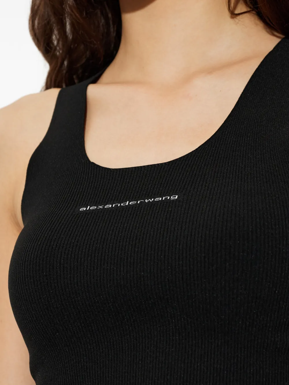 Alexander Wang Geribbelde top met logopatroon Zwart
