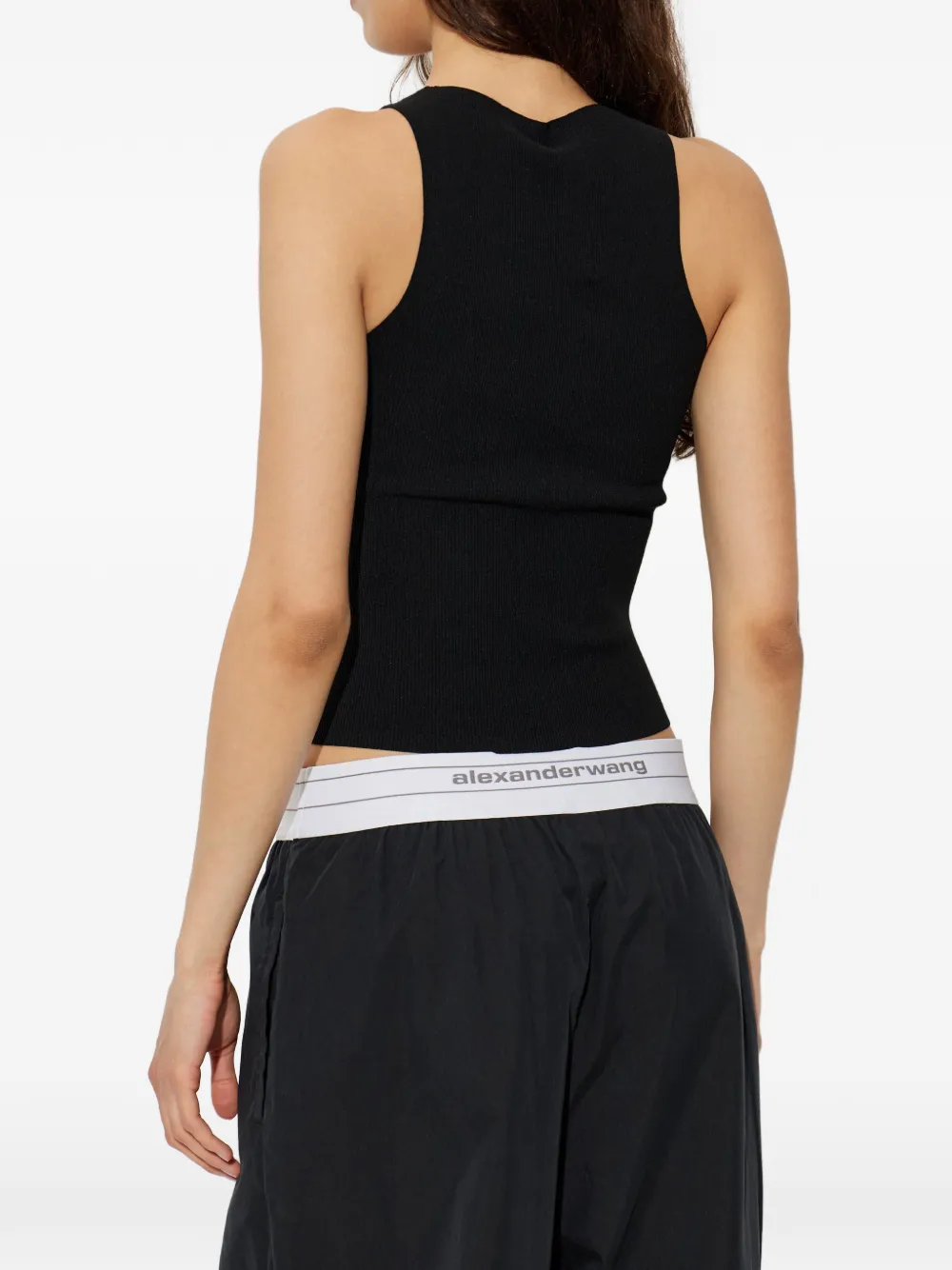 Alexander Wang Geribbelde top met logopatroon Zwart