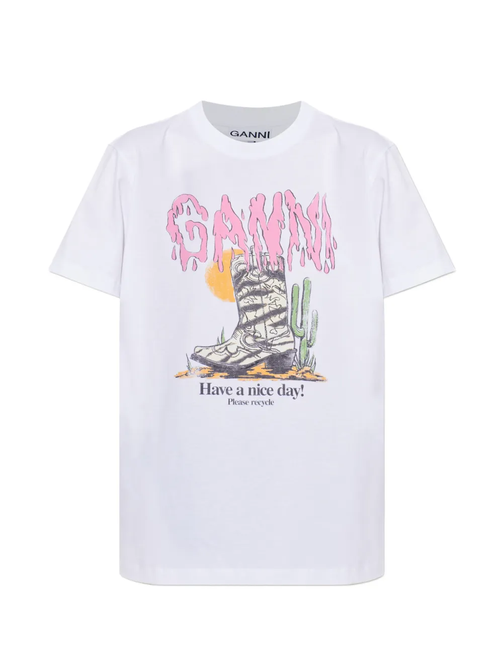 GANNI graphic-print T-shirt - Weiß