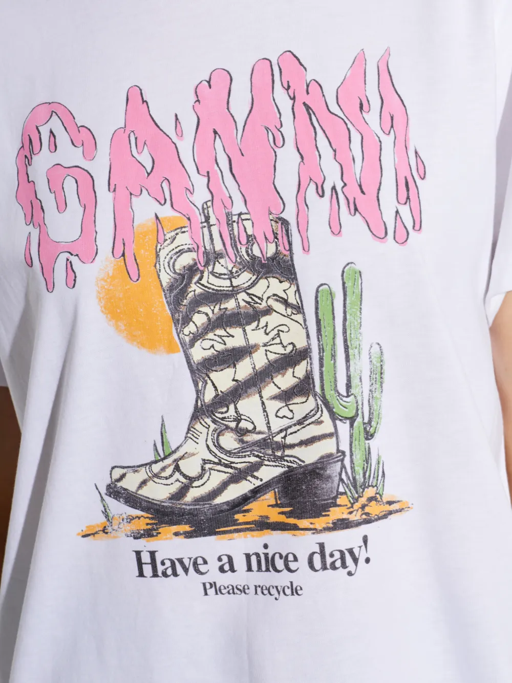 GANNI T-shirt met grafische print Wit