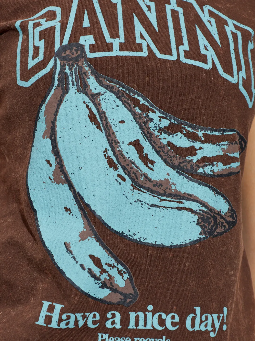 GANNI Katoenen T-shirt met grafische print Bruin