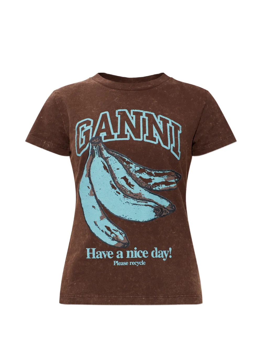 GANNI graphic-print T-shirt - Marrone