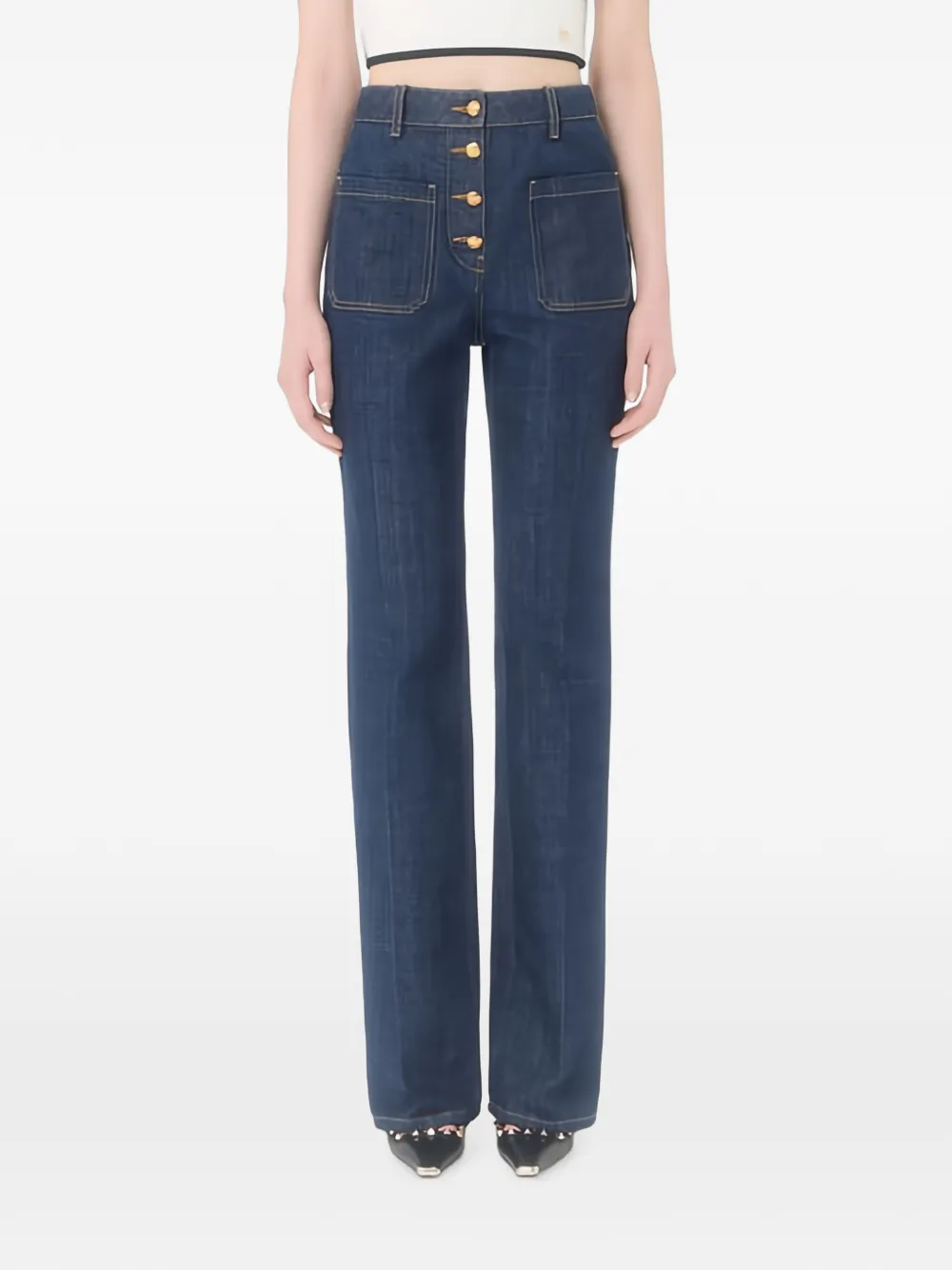 Valentino Garavani button-embellished straight-leg jeans - Blu