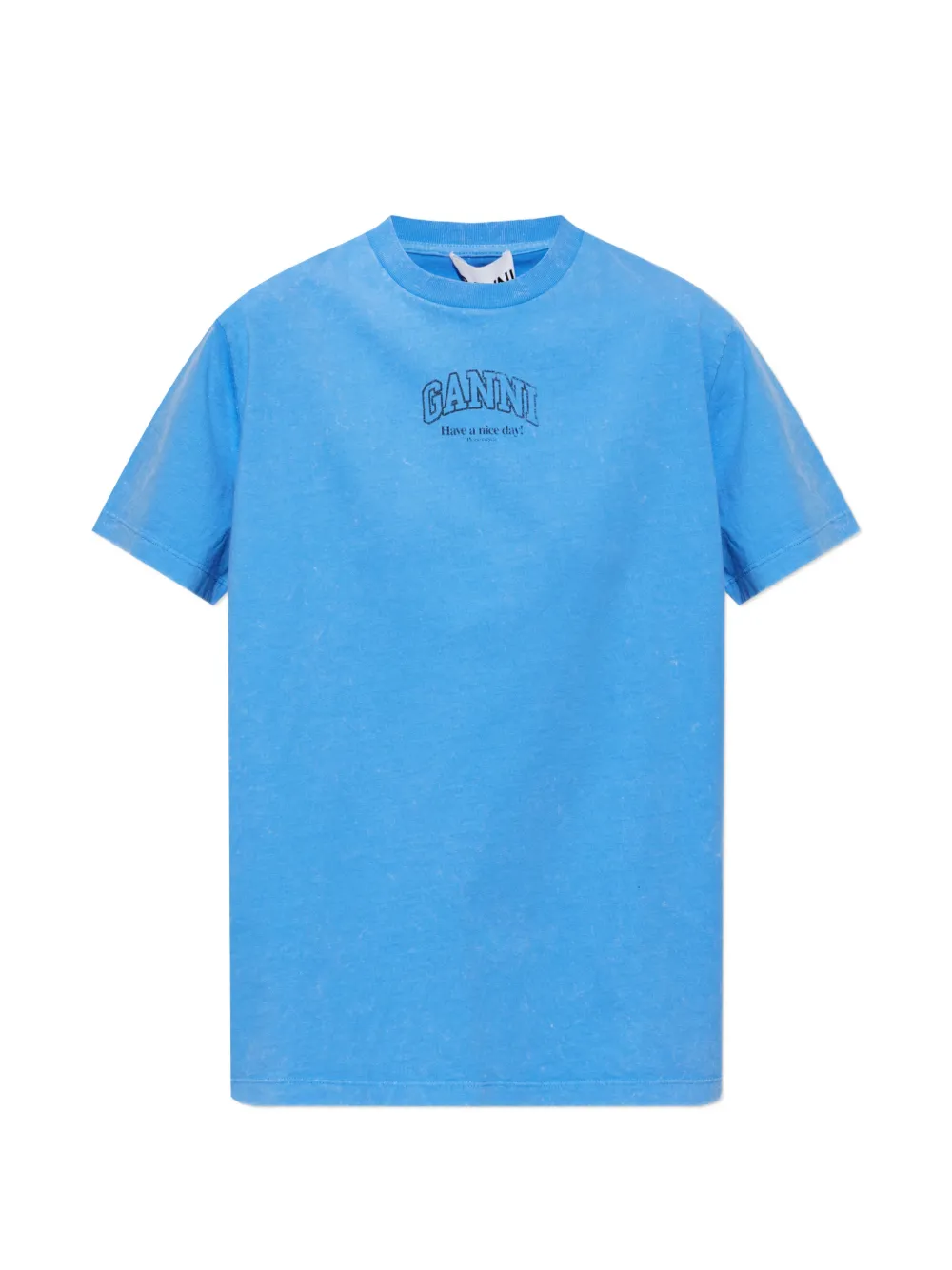 GANNI logo-print T-shirt - Blu