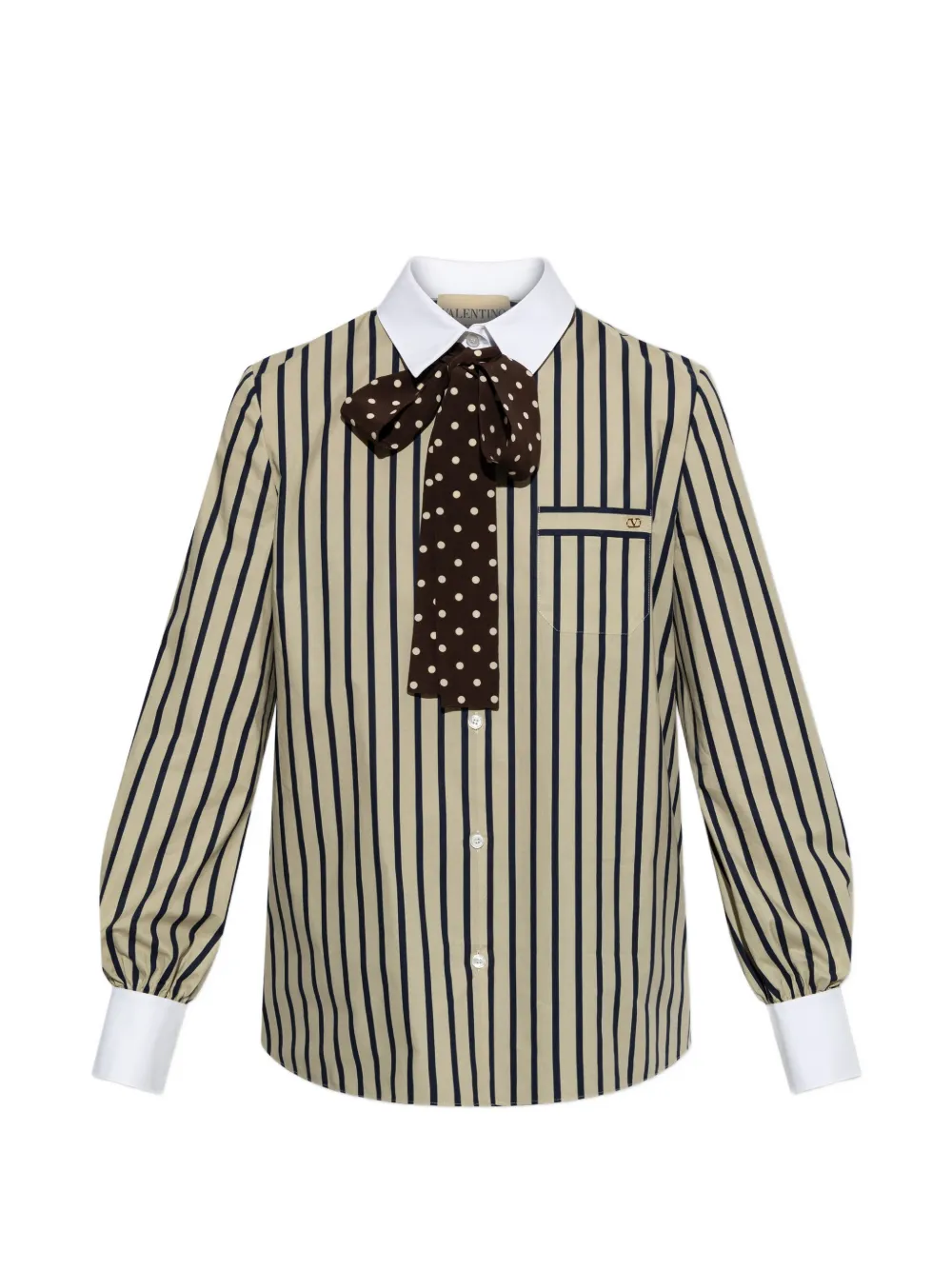 Valentino Garavani striped bow-detail shirt - Neutrals