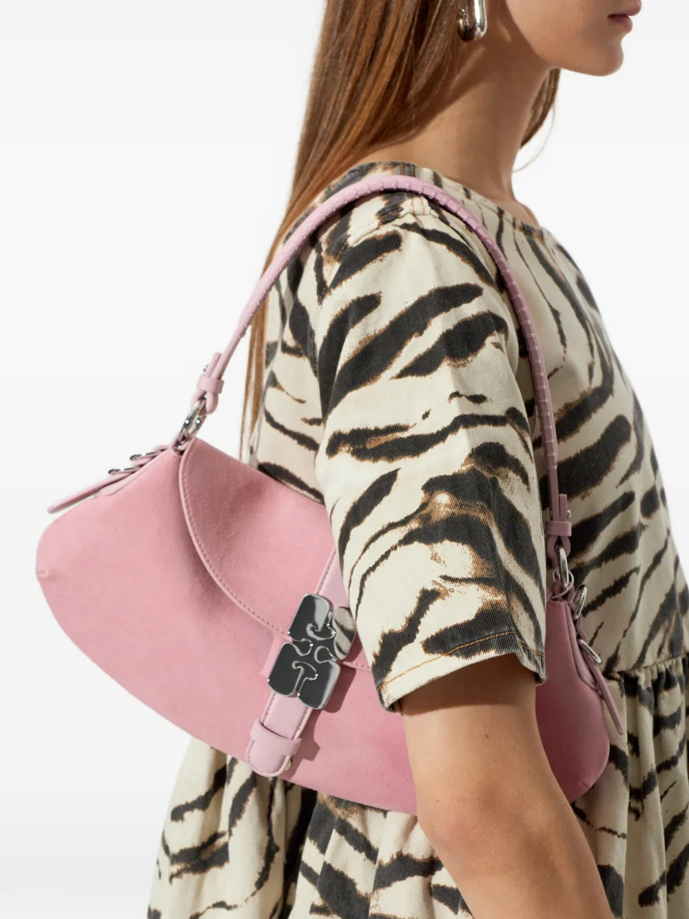 GANNI Butterfly shopper Roze