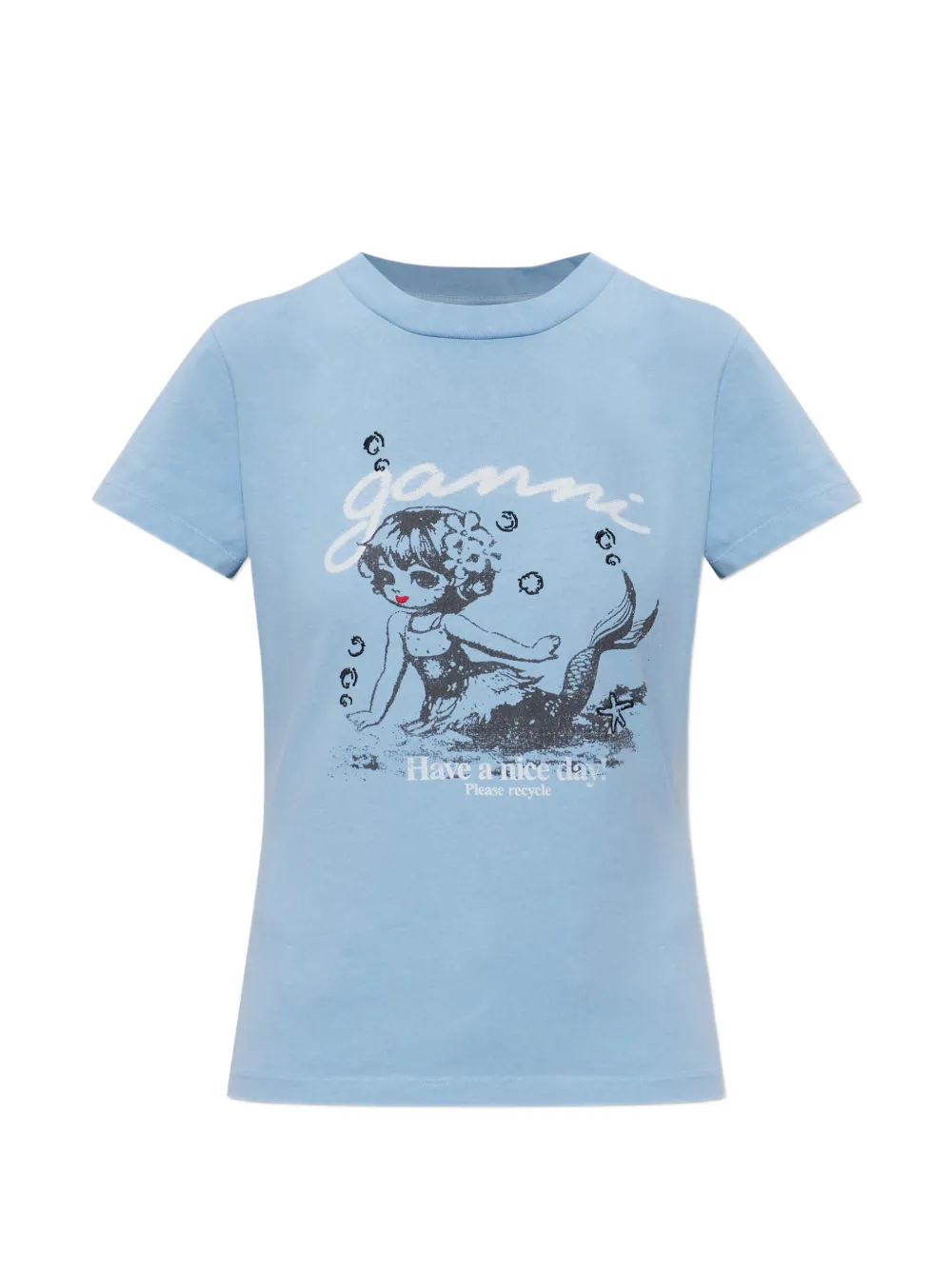 GANNI graphic-print T-shirt - Blau