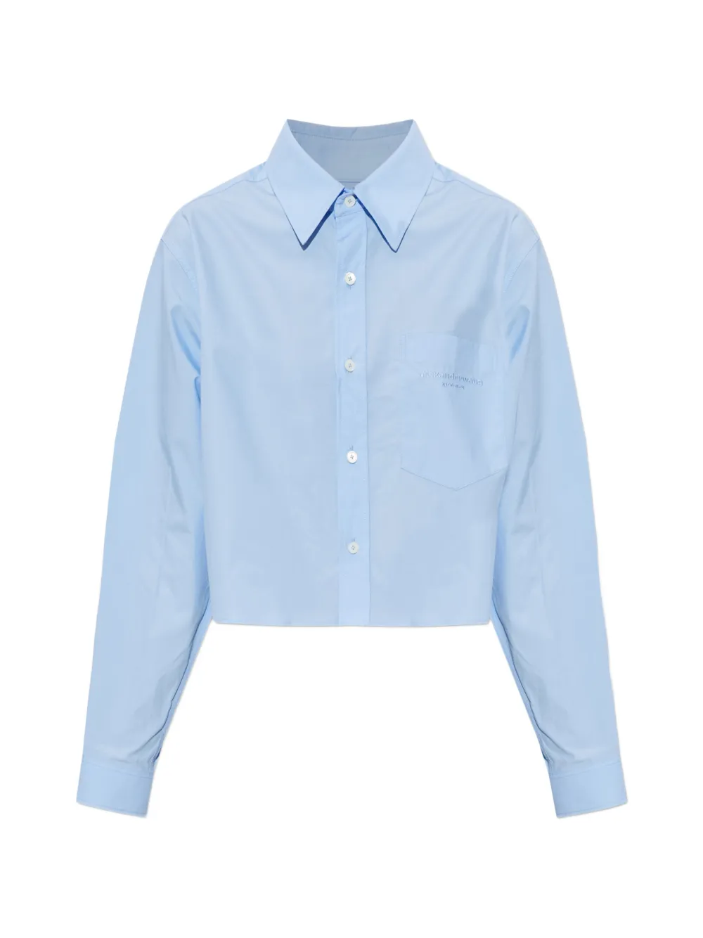 Alexander Wang logo-embroidered cotton cropped shirt - Blu