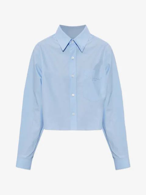 Alexander Wang logo-embroidered cotton cropped shirt