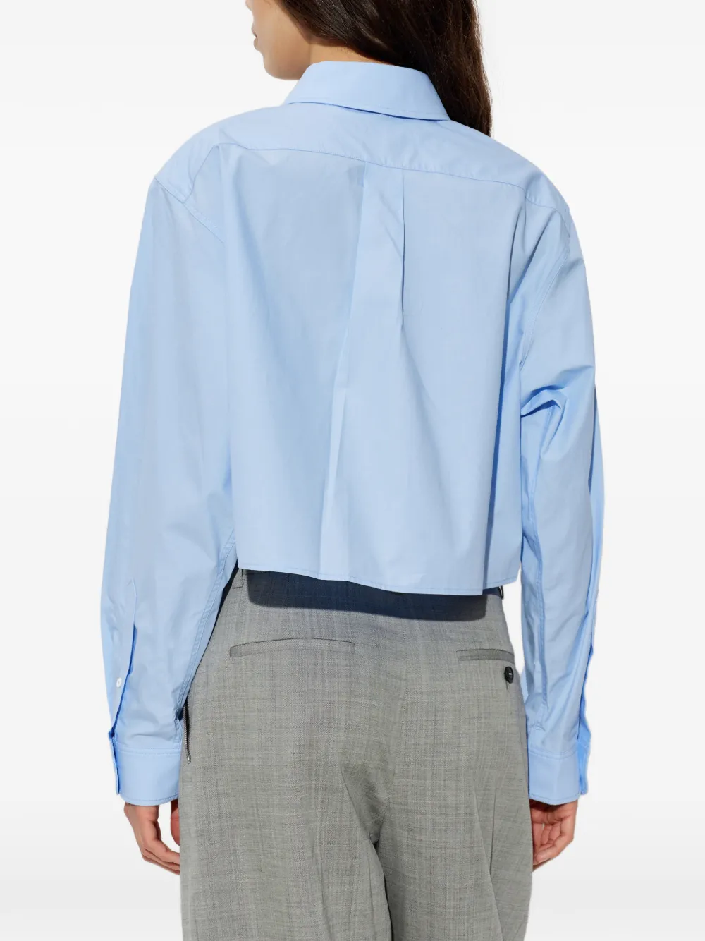 Alexander Wang Cropped shirt met geborduurd logo Blauw