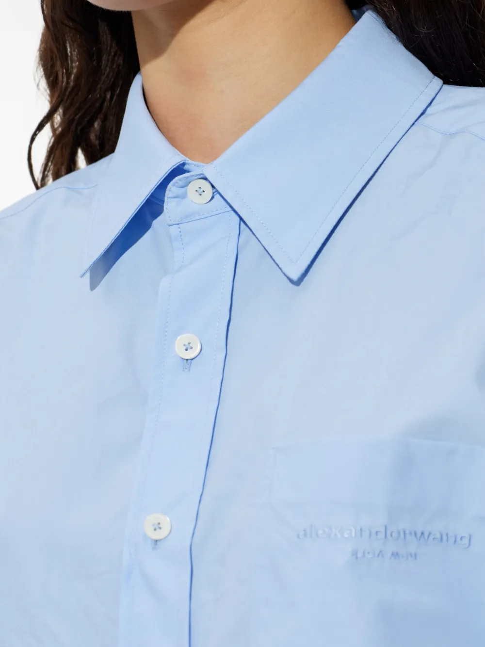 Alexander Wang Cropped shirt met geborduurd logo Blauw