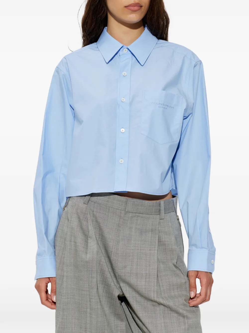 Alexander Wang Cropped shirt met geborduurd logo Blauw