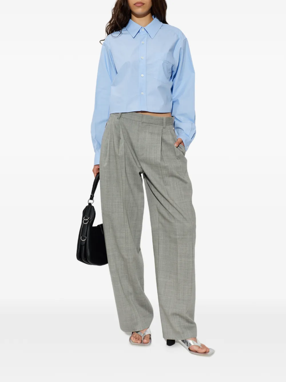 Alexander Wang Cropped shirt met geborduurd logo Blauw