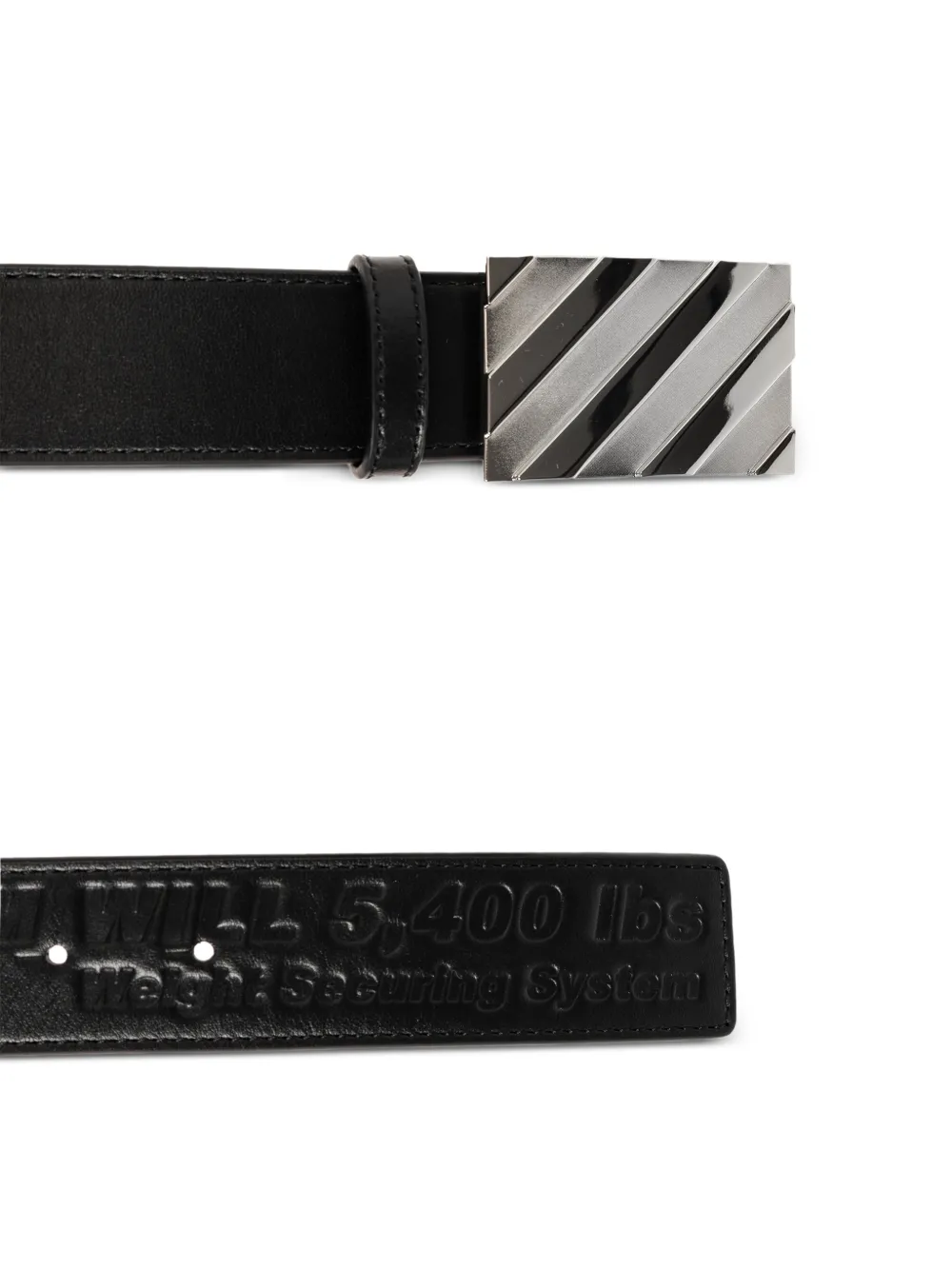 Off-White Leren riem met reliëf-gesp Zwart