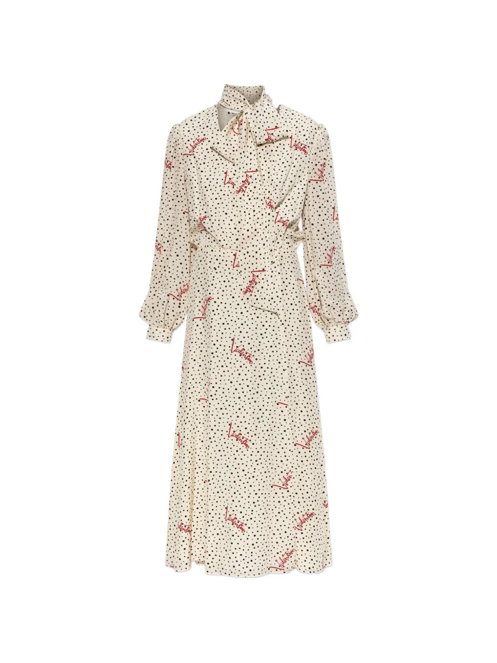 Valentino Garavani polka-dot logo-print dress - Neutrals