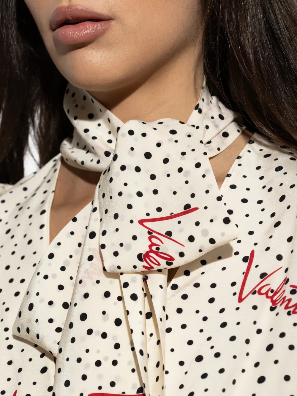 Valentino Garavani Jurk met strik en stippen Beige