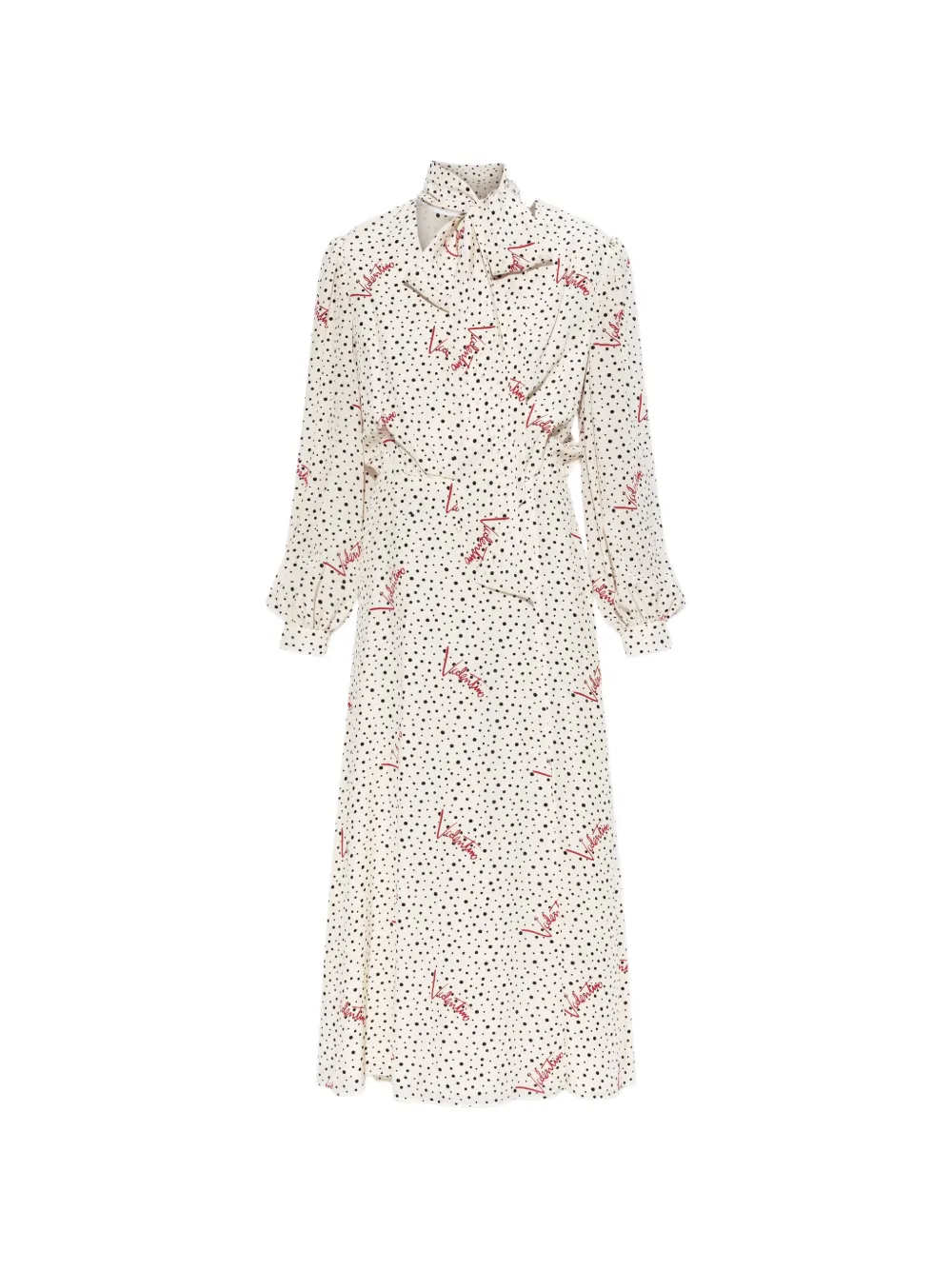Valentino Garavani polka-dot logo-print dress - Toni neutri