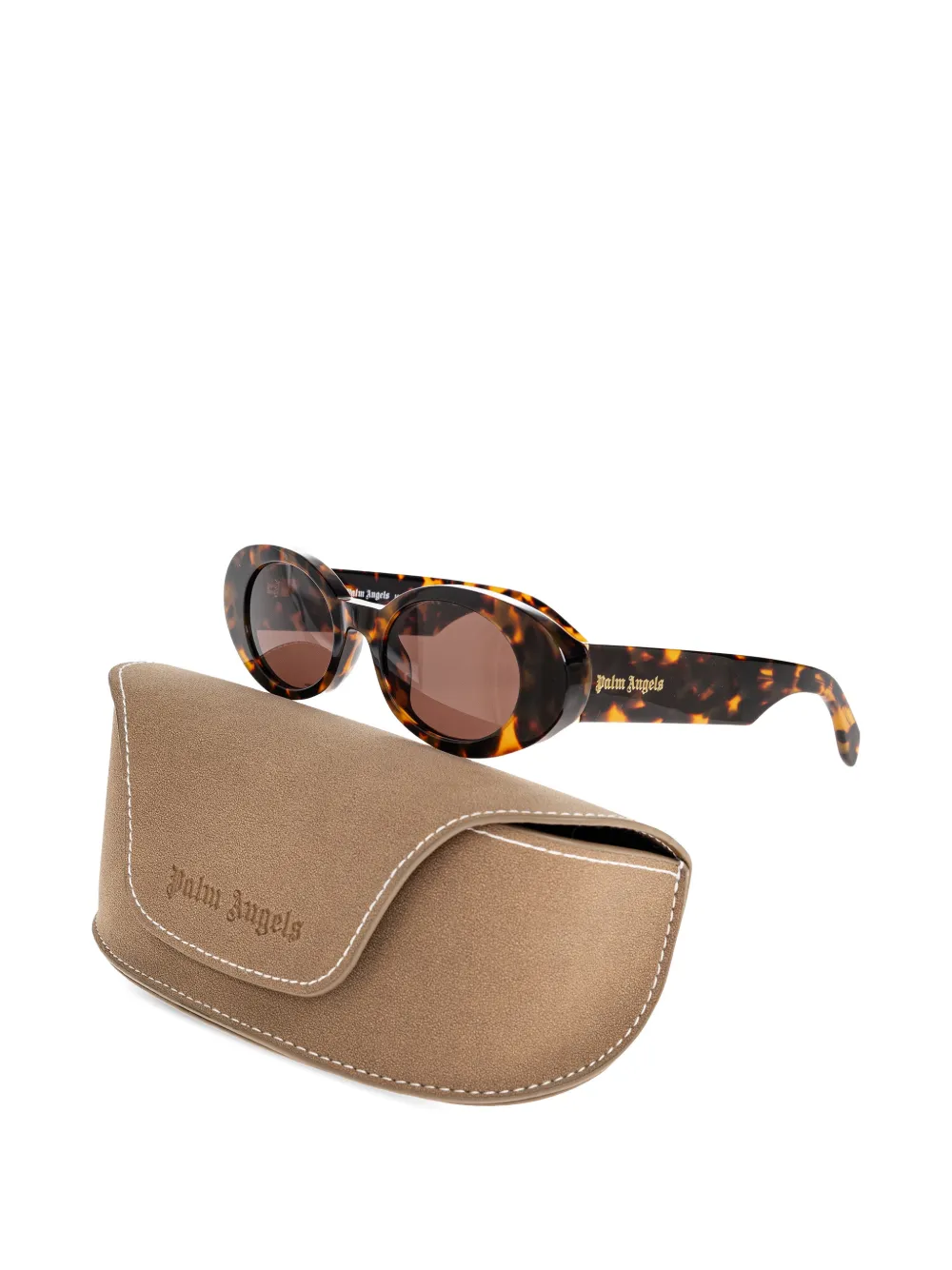 Palm Angels Eyewear Zonnebril met rond montuur Bruin