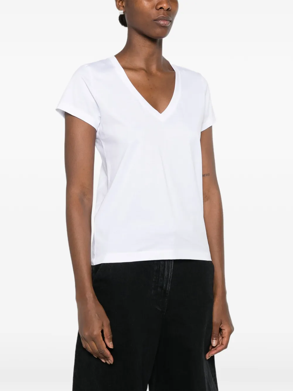 Mazzarelli Calliope T-shirt met V-hals Wit
