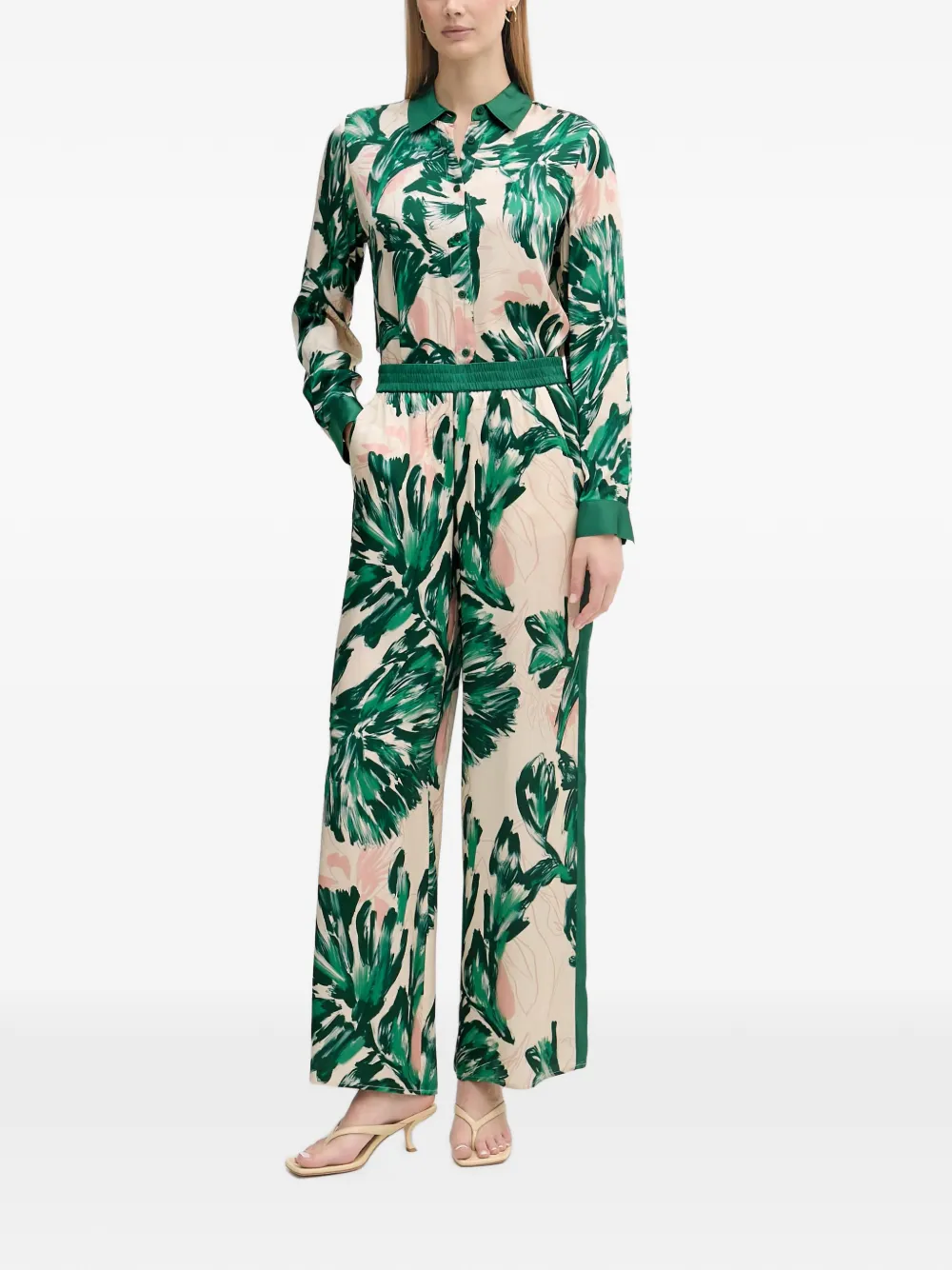 Marc Aurel Broek met bloemenprint Beige