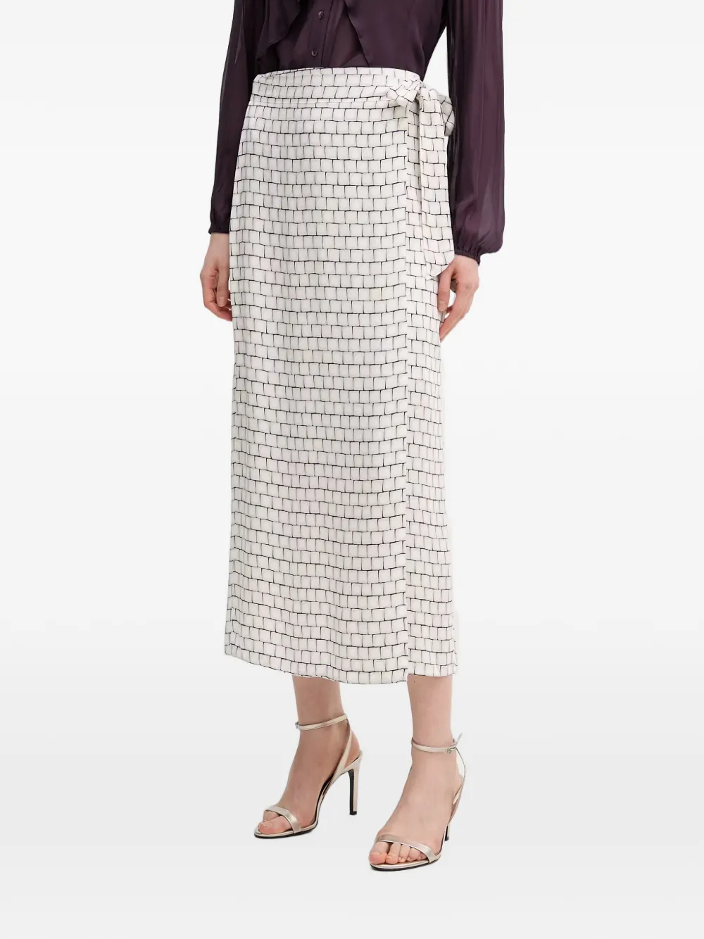 Marc Aurel geometric-print wrap midi skirt