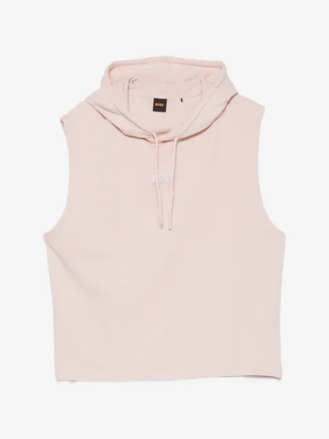 BOSS logo-patch sleeveless hoodie