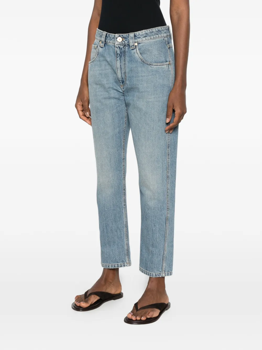 Brunello Cucinelli Jeans met logopatch Blauw