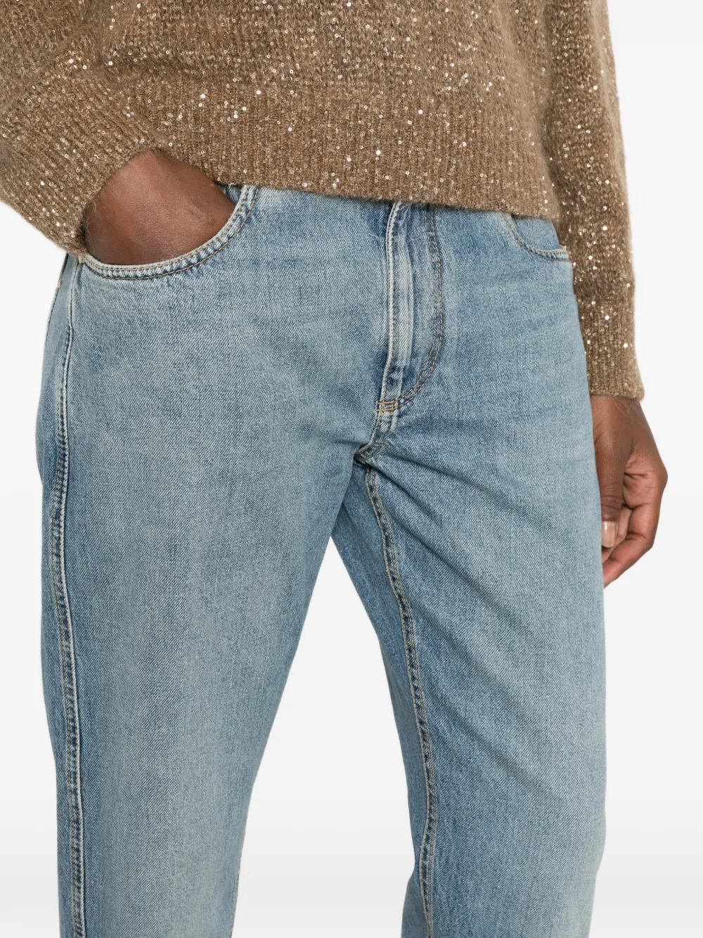 Brunello Cucinelli Jeans met logopatch Blauw
