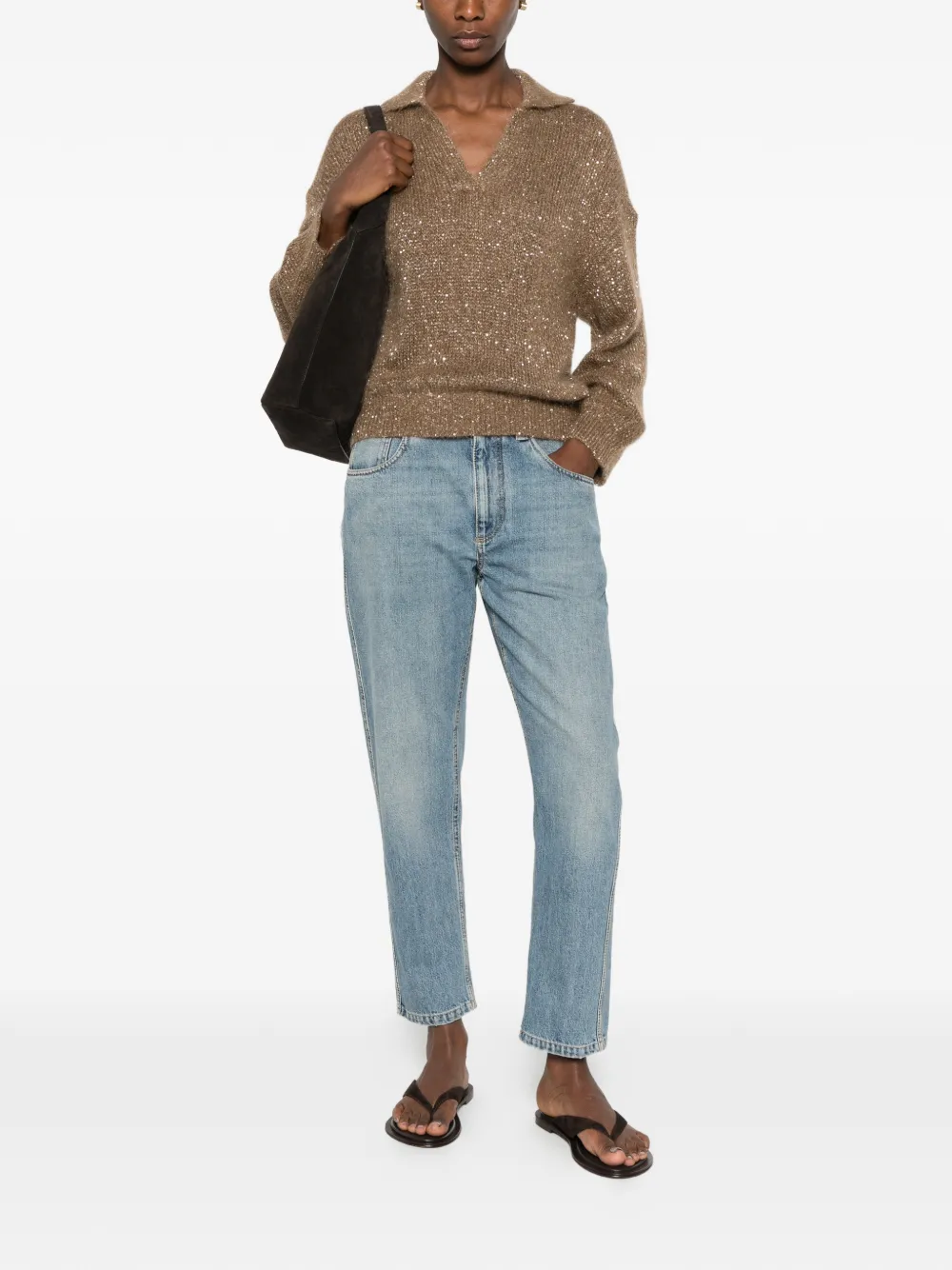 Brunello Cucinelli Jeans met logopatch Blauw