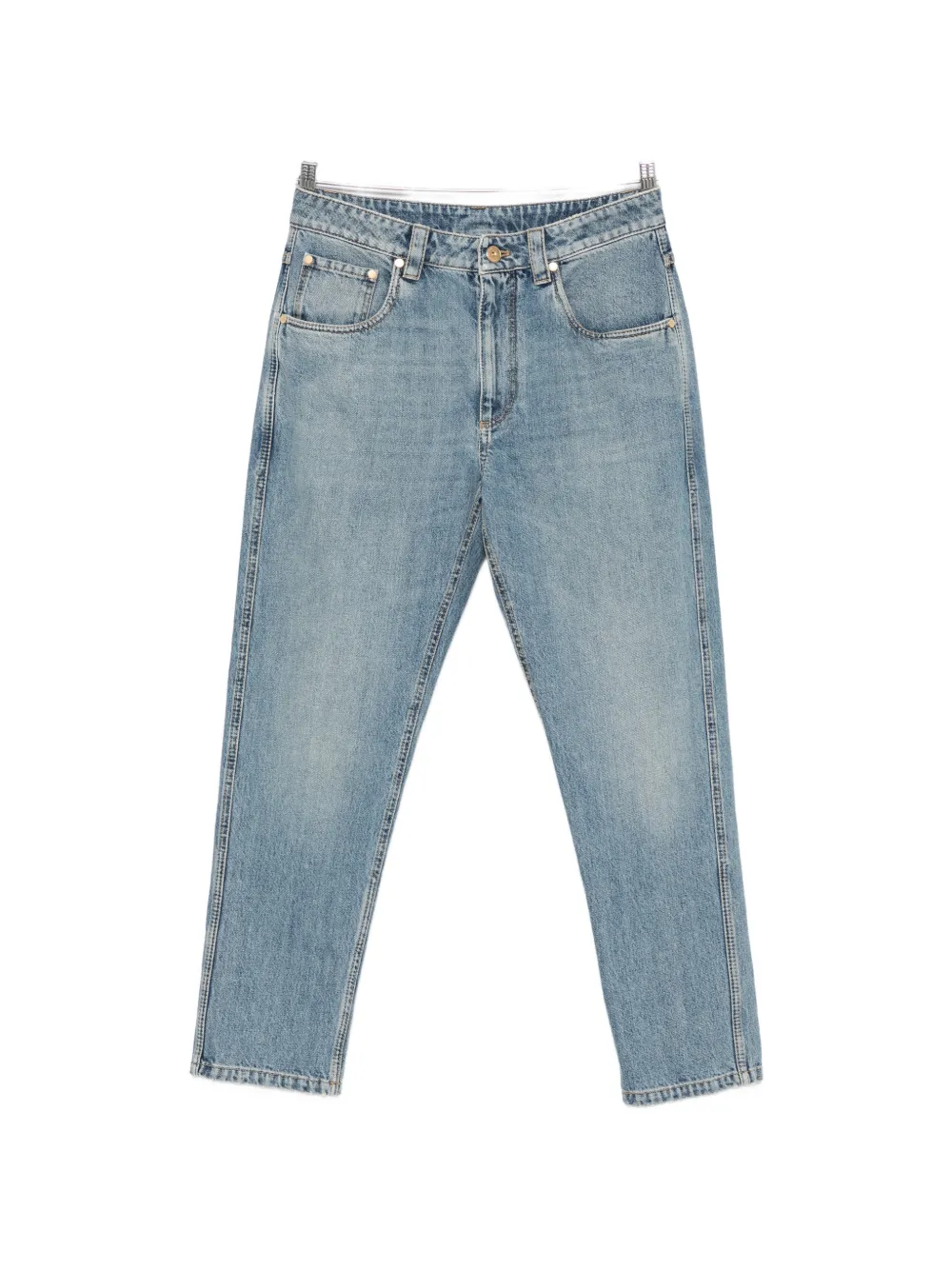 Brunello Cucinelli logo-patch jeans - Blu