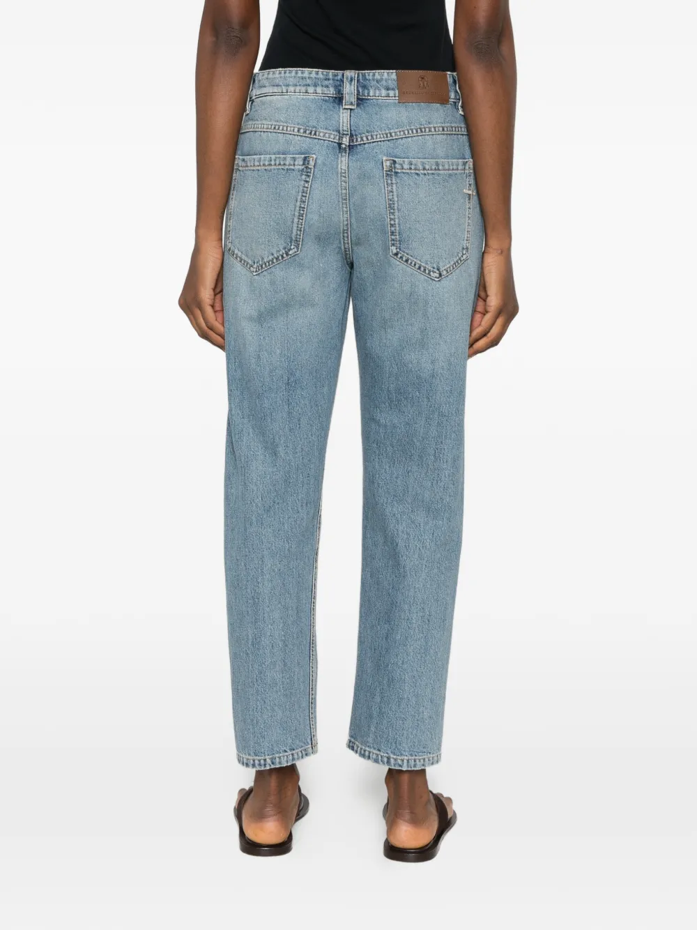 Brunello Cucinelli Jeans met logopatch Blauw