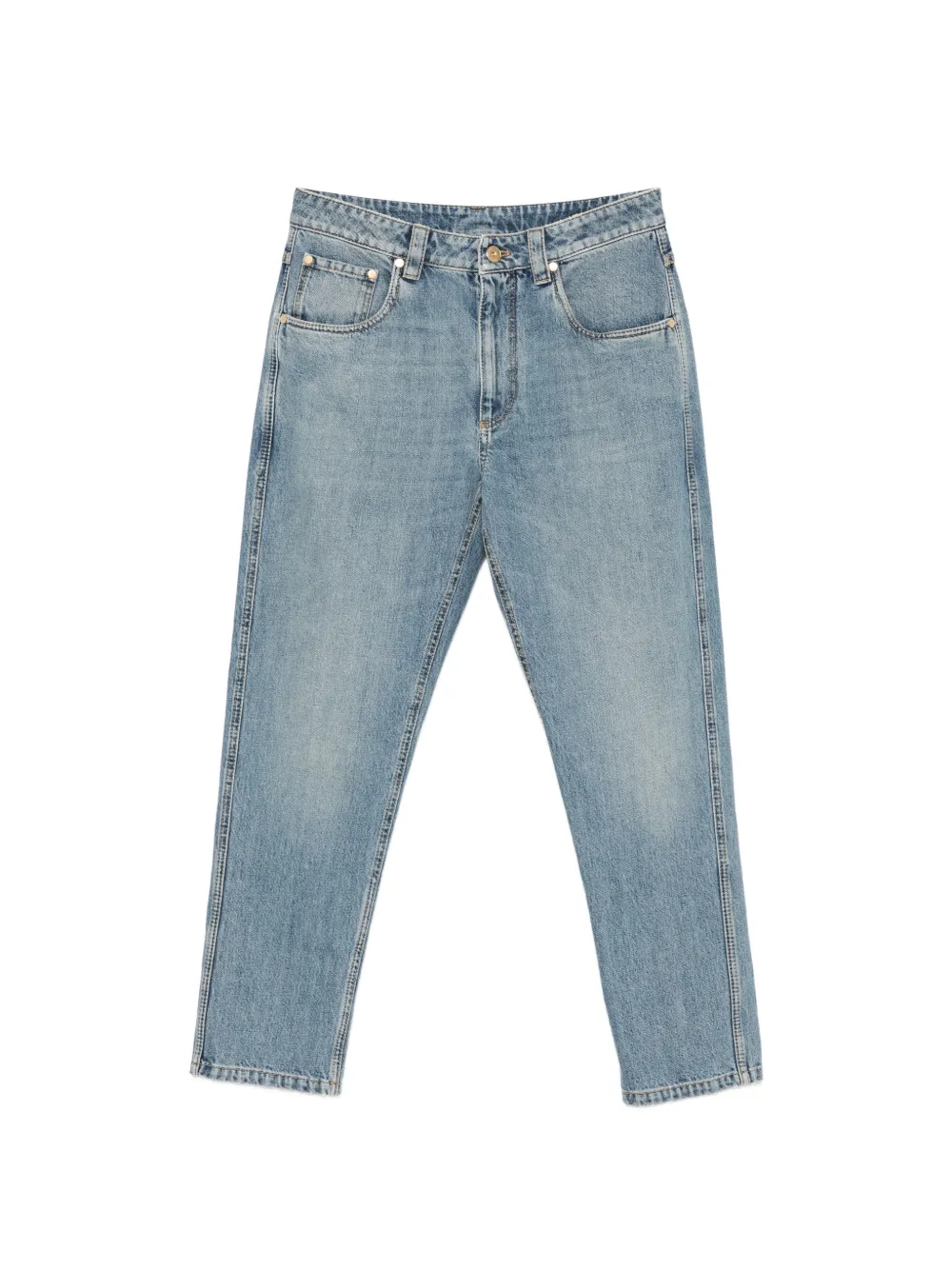 Brunello Cucinelli logo-patch jeans - Blu